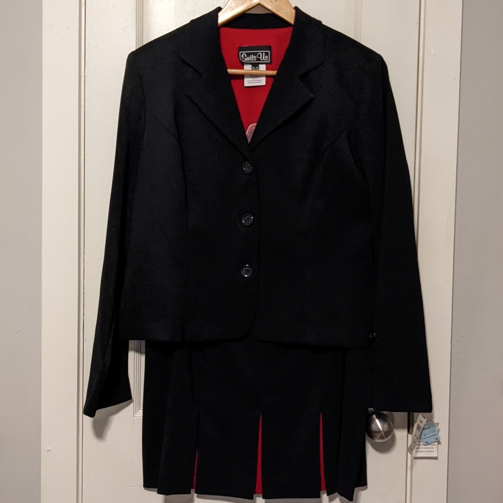 Suits Us Red and Black Skirt Suit Set